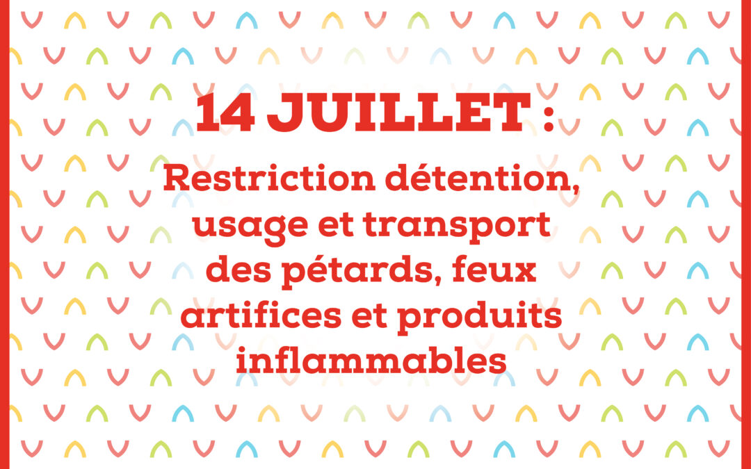 Restriction détention, usage et transport des pétards, feux artifices et produits inflammables.