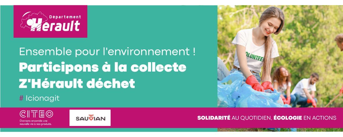 Matinée collecte des déchets samedi 12 avril à Sauvian en partenariat avec le département de l'Hérault