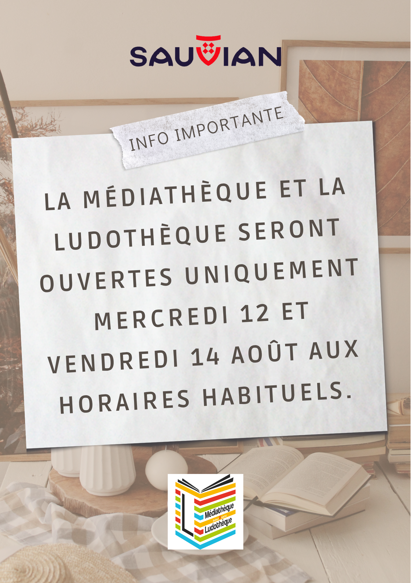Fermeture exceptionnelle de la Médiathèque & Ludothèque