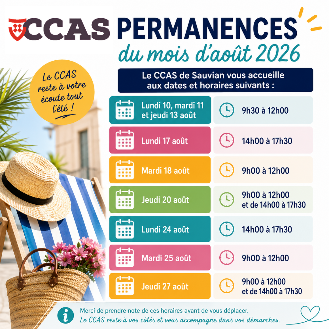 CCAS | Permanences du mois d’août 2026