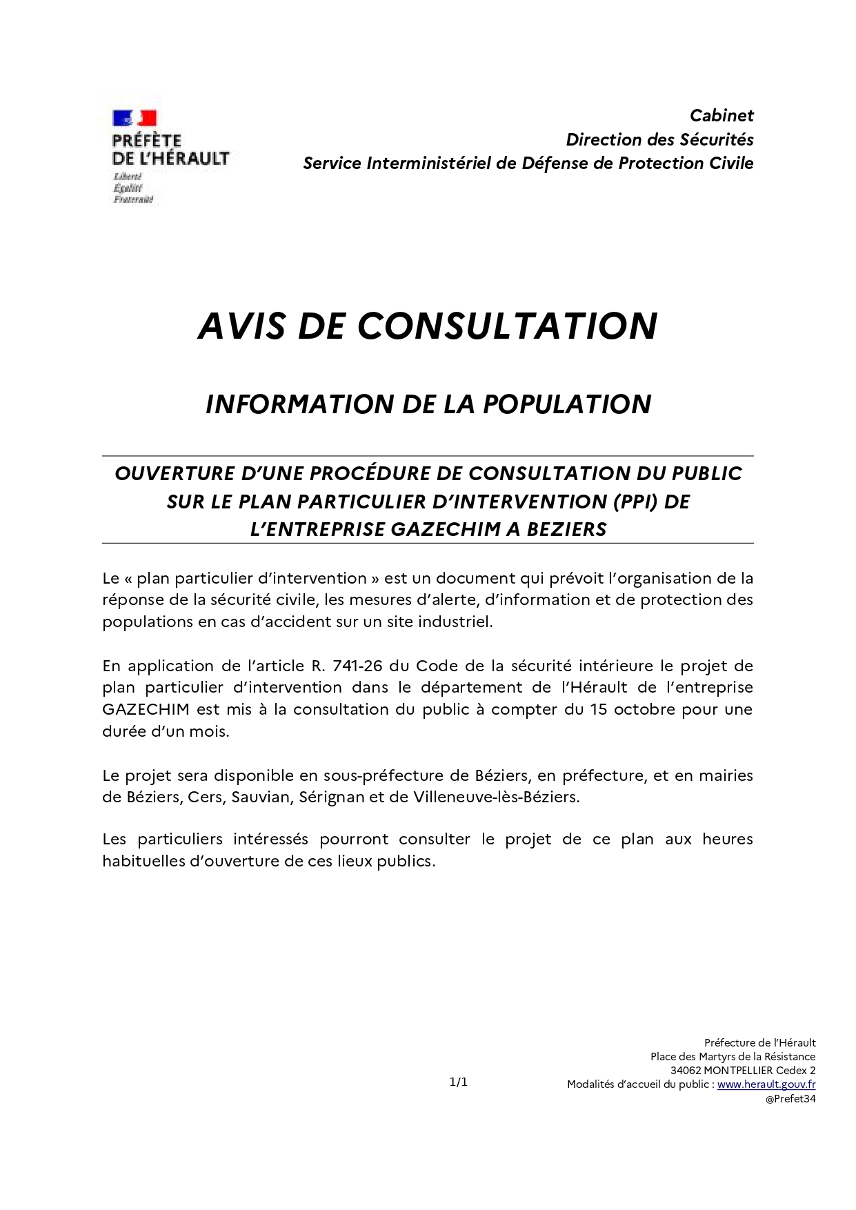 CONSULTATION DU PUBLIC